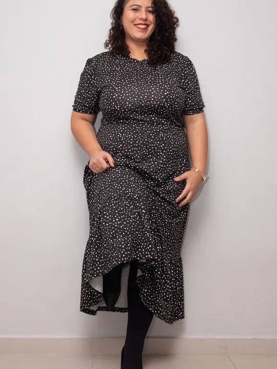 Vestido midi de poá, poá