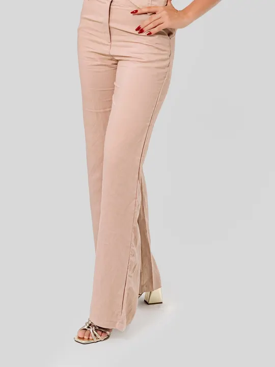 Calça wide leg de linho, areia, foto 3