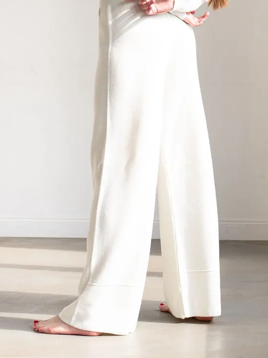 Calça wide leg de linho, off-white, foto 5