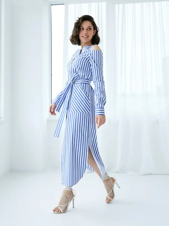 Vestido chemise listrado, listrado