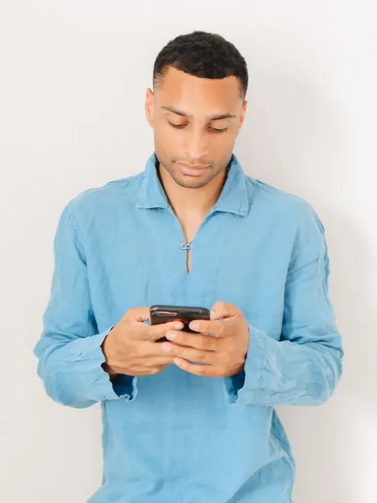 Camisa de linho, azul-claro