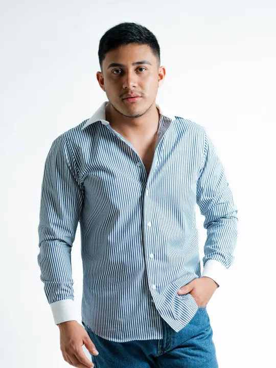 Camisa listrada manga longa, listrado